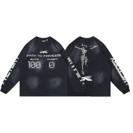 Hellstar Distressed Washed Cotton Loose Fit Long-Sleeve T-Shirt